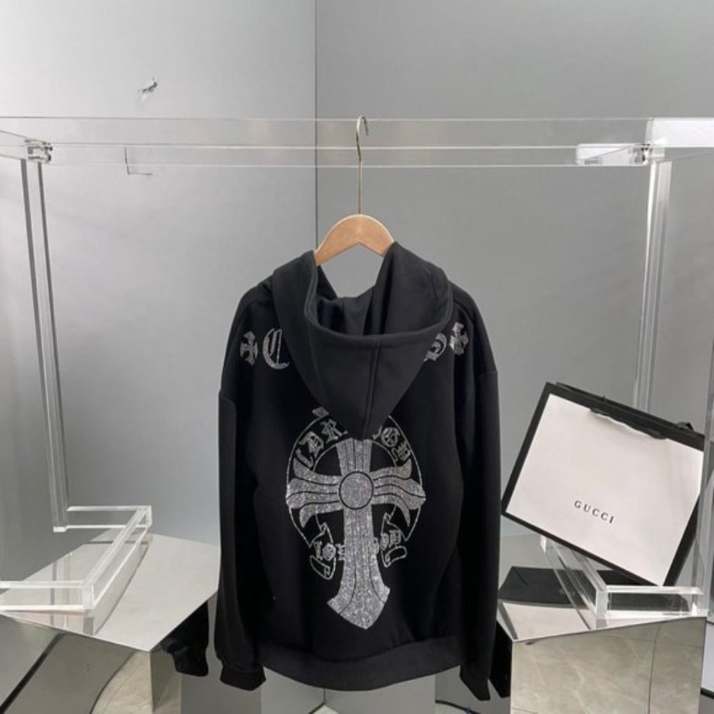 Chrome hearts dark wind cross rhinestone cardigan sweater